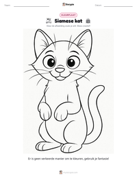 Siamese kat afdrukbare werkblad voorbeeld