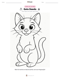 Prévia da folha de atividades imprimível Gato Siamês