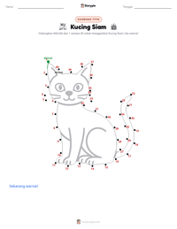 Prabaca lembar kerja cetak Kucing Siam