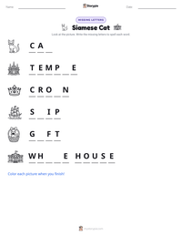 Siamese Cat printable worksheet preview