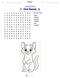 Aperçu de la feuille de travail imprimable Chat Siamois