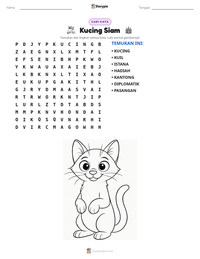 Prabaca lembar kerja cetak Kucing Siam