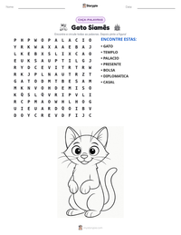 Prévia da folha de atividades imprimível Gato Siamês