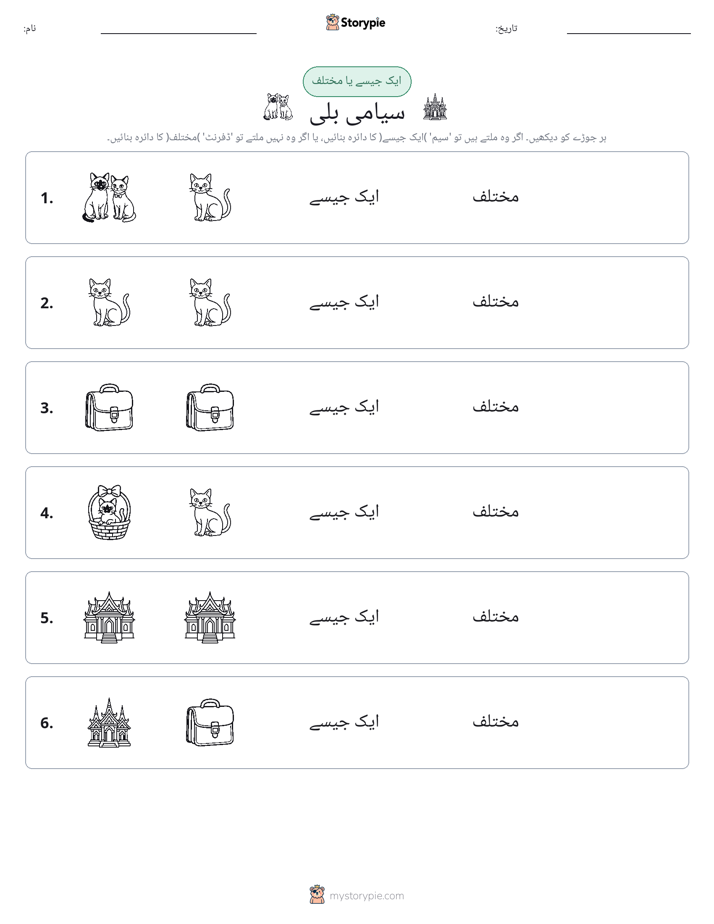 ایک جیسا یا مختلف