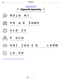 Podgląd drukowalnego arkusza ćwiczeń Bojownik wspaniały