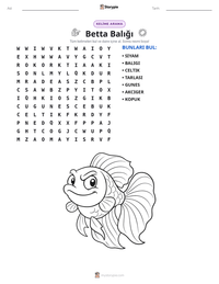 Betta Balığı yazdırılabilir çalışma sayfası önizlemesi