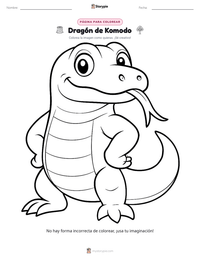 Vista previa de la hoja de trabajo imprimible de Dragón de Komodo