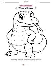 Podgląd drukowalnego arkusza ćwiczeń Waran z Komodo