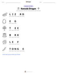 Komodo Dragon printable worksheet preview