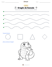 Vista previa de la hoja de trabajo imprimible de Dragón de Komodo