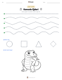 Komodo Ejderi yazdırılabilir çalışma sayfası önizlemesi