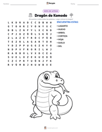 Vista previa de la hoja de trabajo imprimible de Dragón de Komodo