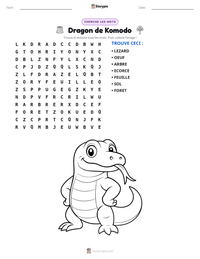 Aperçu de la feuille de travail imprimable Dragon de Komodo