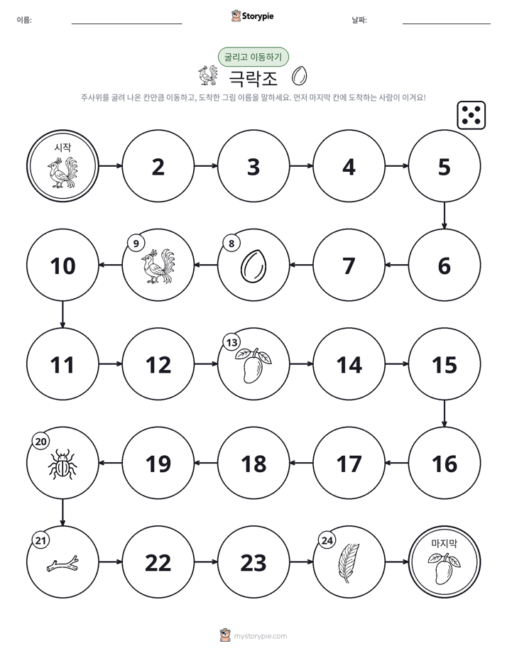 주사위 굴리고 이동하기 게임
