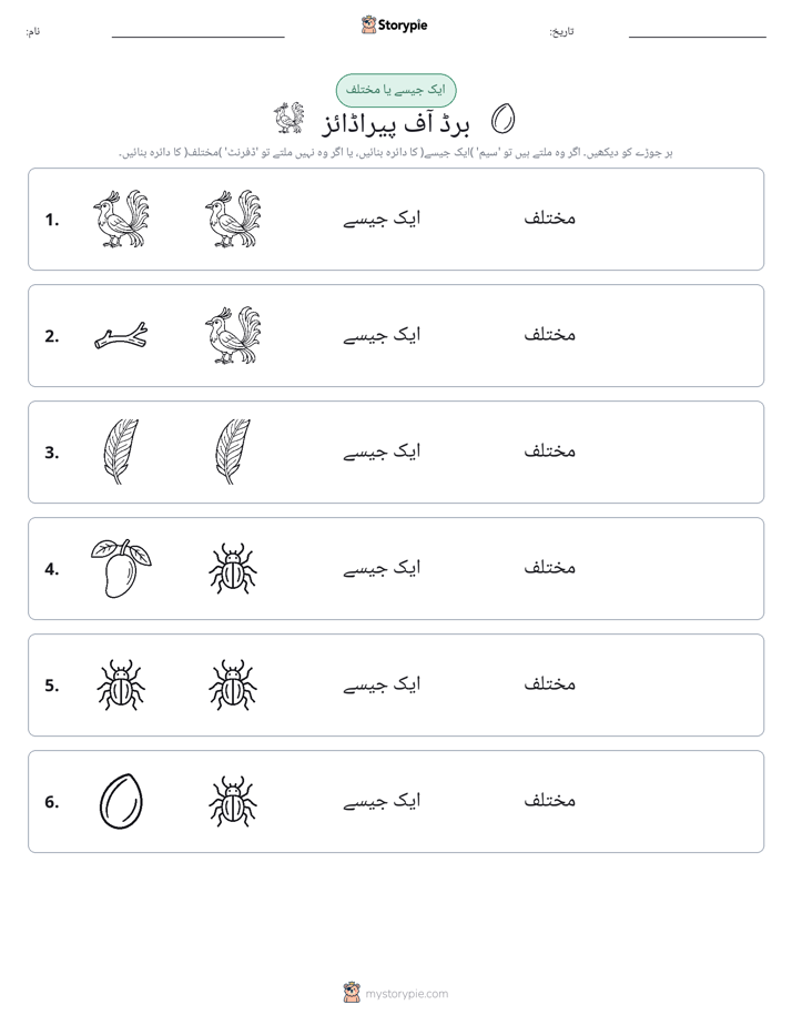 ایک جیسا یا مختلف