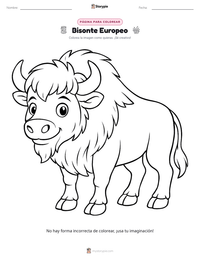 Vista previa de la hoja de trabajo imprimible de Bisonte Europeo