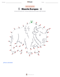 Vista previa de la hoja de trabajo imprimible de Bisonte Europeo