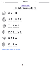Podgląd drukowalnego arkusza ćwiczeń Żubr europejski