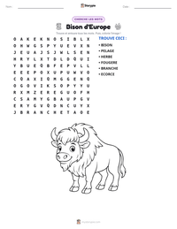 Aperçu de la feuille de travail imprimable Bison d'Europe