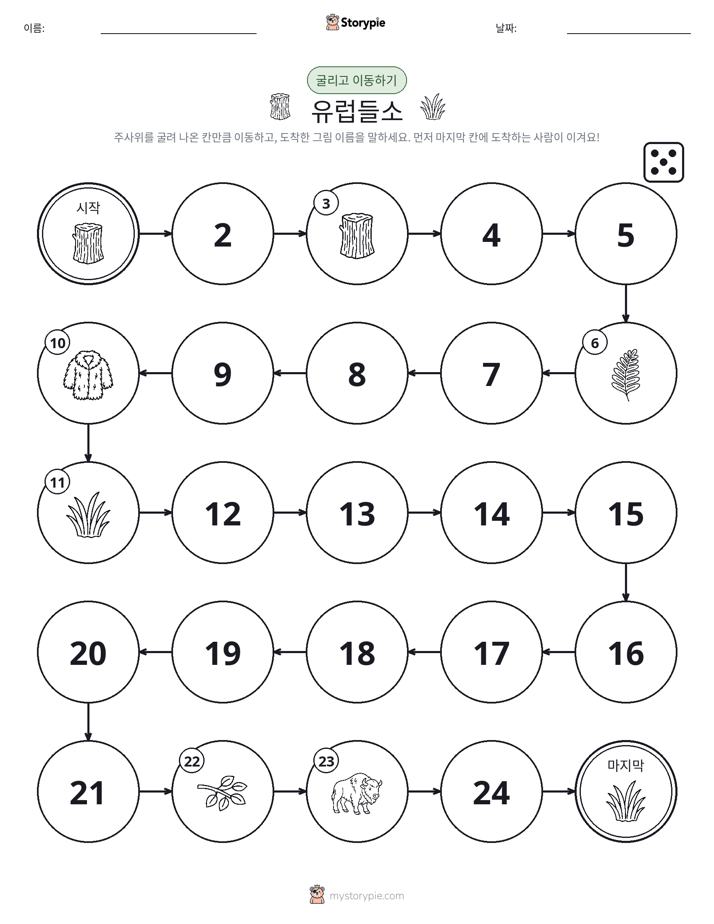 주사위 굴리고 이동하기 게임