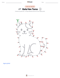 Prévia da folha de atividades imprimível Gato Van Turco
