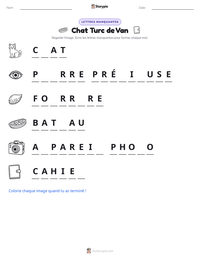 Aperçu de la feuille de travail imprimable Chat Turc de Van