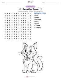 Prévia da folha de atividades imprimível Gato Van Turco