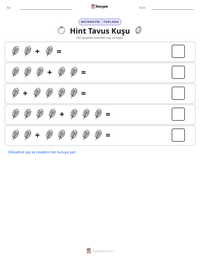 Hint Tavus Kuşu yazdırılabilir çalışma sayfası önizlemesi
