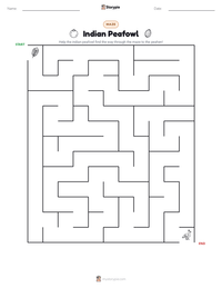 Indian Peafowl printable worksheet preview