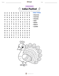 Indian Peafowl printable worksheet preview
