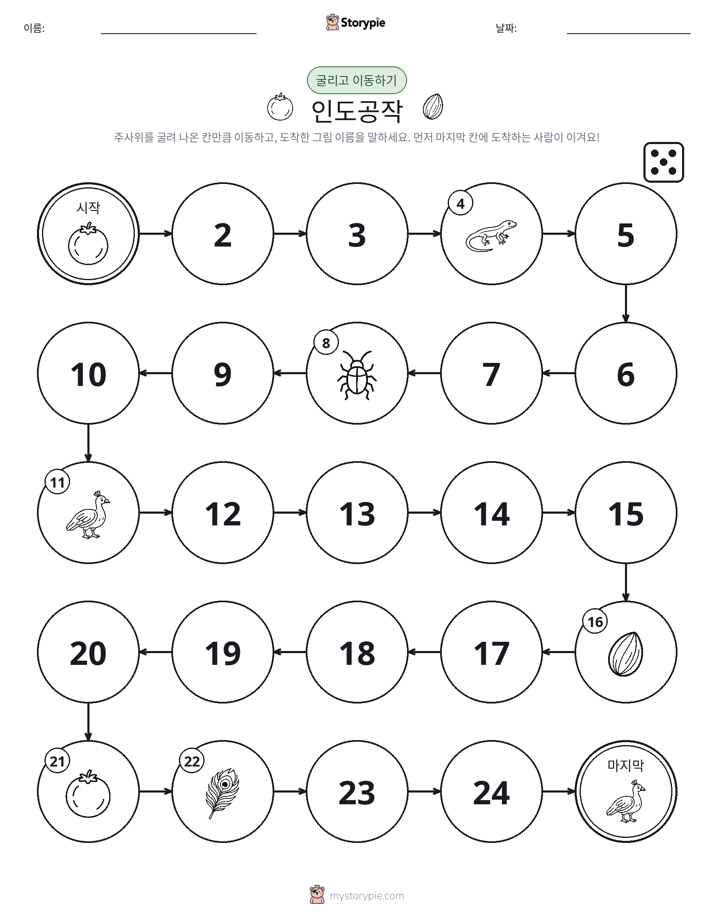 주사위 굴리고 이동하기 게임
