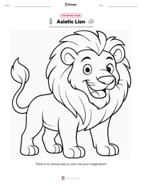 Asiatic Lion printable worksheet preview