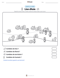 Aperçu de la feuille de travail imprimable Lion d'Asie