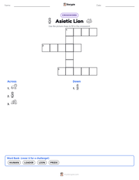Asiatic Lion printable worksheet preview