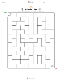 Asiatic Lion printable worksheet preview