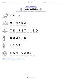 Vista previa de la hoja de trabajo imprimible de León Asiático