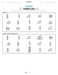 Asiatic Lion printable worksheet preview