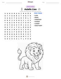 Asiatic Lion printable worksheet preview