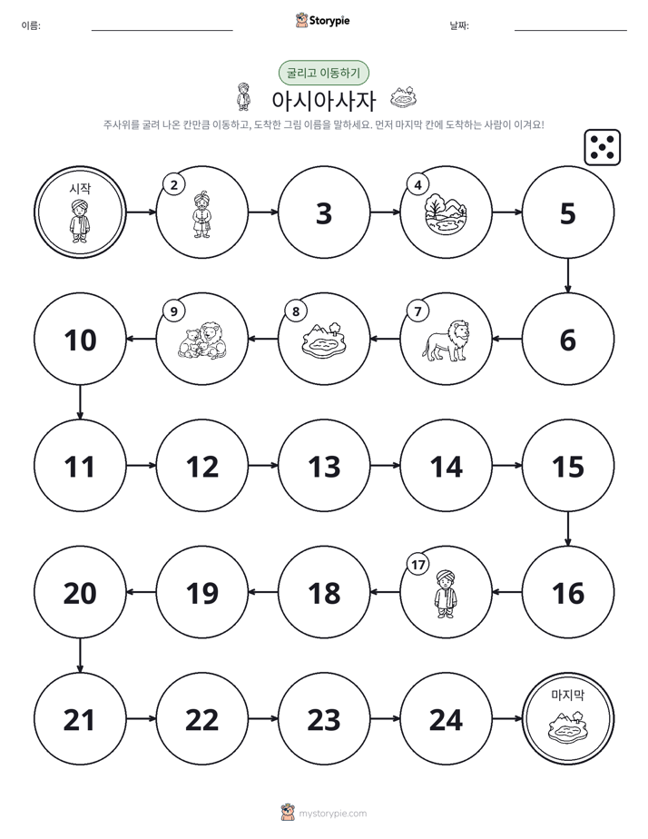 주사위 굴리고 이동하기 게임
