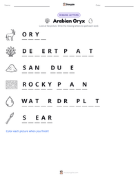 Arabian Oryx printable worksheet preview