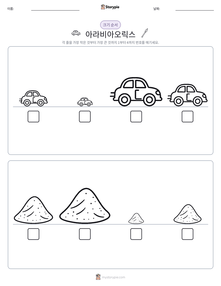 크기 순서