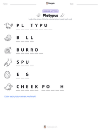 Platypus printable worksheet preview