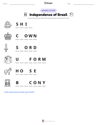 Independence of Brazil printable worksheet preview