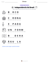 Vista previa de la hoja de trabajo imprimible de Independencia de Brasil