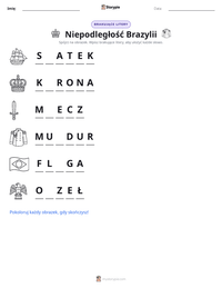 Podgląd drukowalnego arkusza ćwiczeń Niepodległość Brazylii