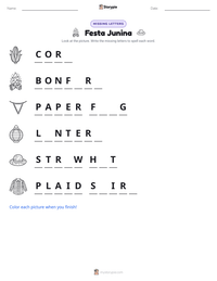 Festa Junina printable worksheet preview