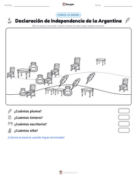 Vista previa de la hoja de trabajo imprimible de Declaración de Independencia de la Argentina