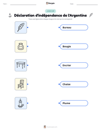 Aperçu de la feuille de travail imprimable Déclaration d'indépendance de l'Argentine