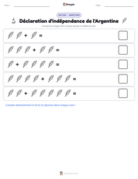 Aperçu de la feuille de travail imprimable Déclaration d'indépendance de l'Argentine