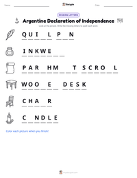 Argentine Declaration of Independence printable worksheet preview